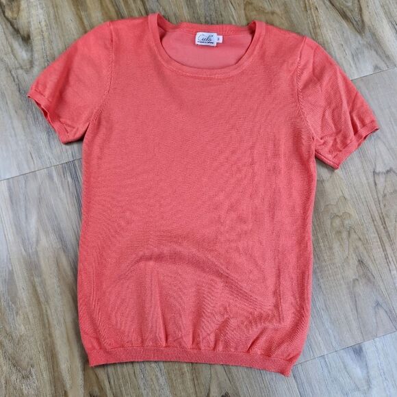 🔸️Cielo Coral Retro Style Short Sleeve Sweater Medium - Picture 2 of 9